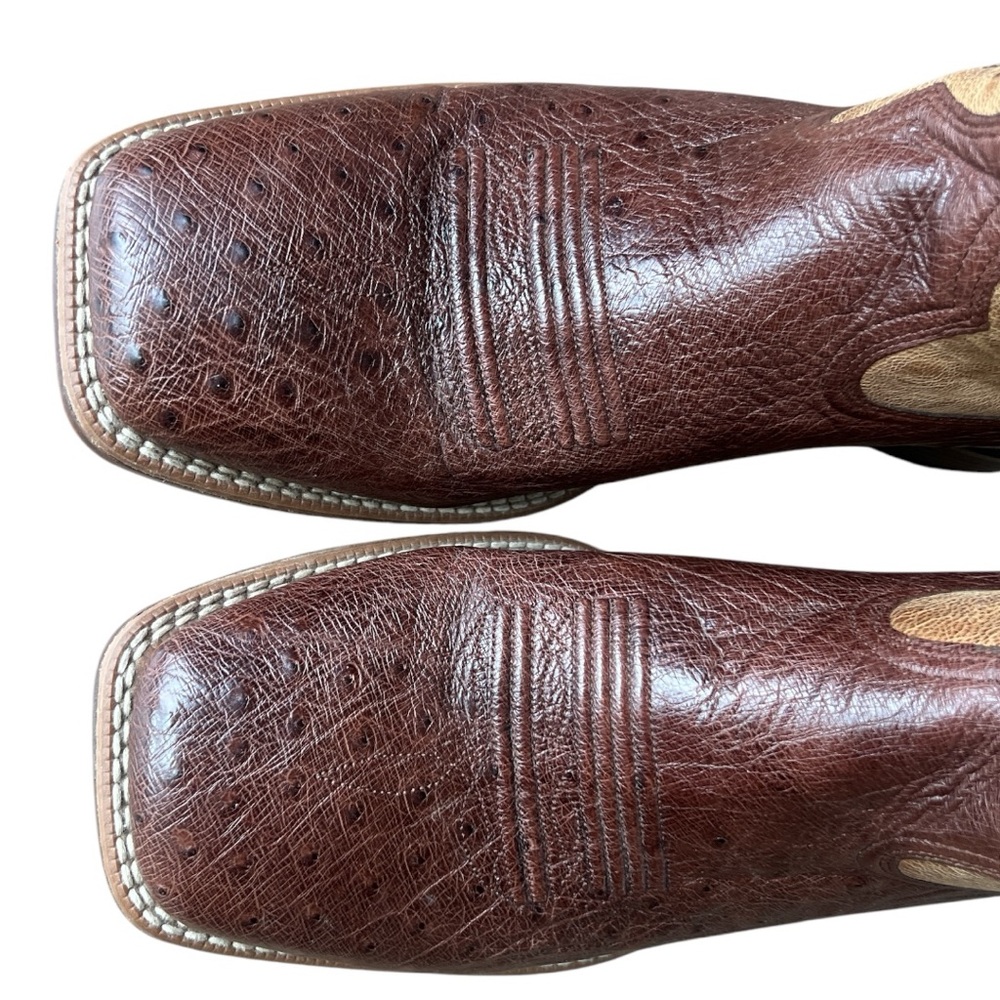 Ariat Men’s Night Life Ultra Ostrich Western Square Toe Boots Antique Tabac, 12 - Picture 5 of 11